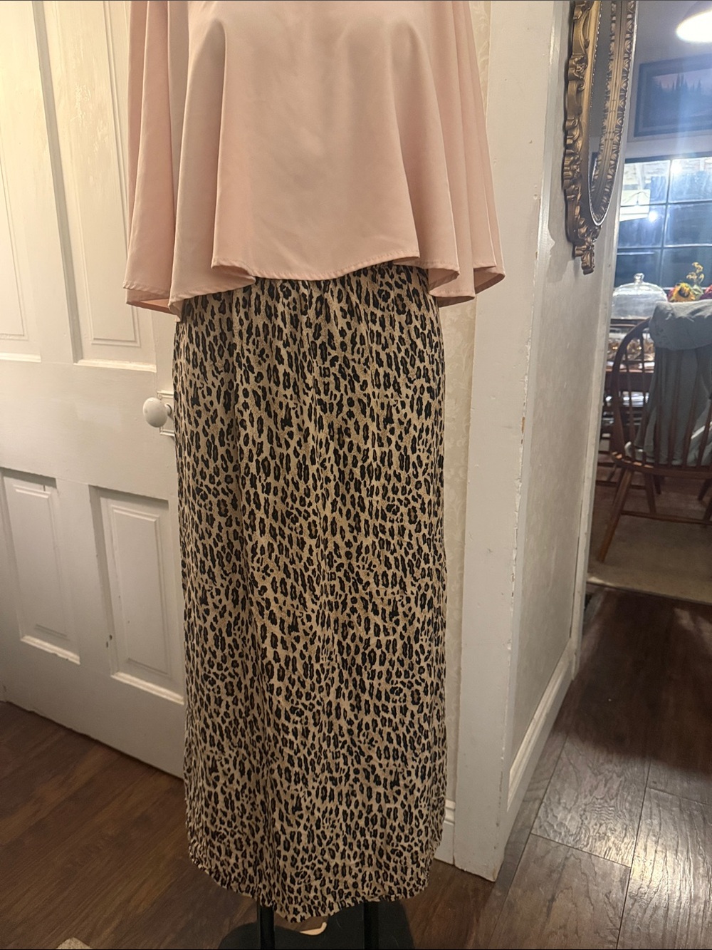 Vintage California Krush Leopard Print Midi Skirt Elastic Waist Large